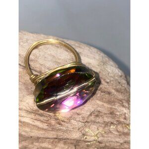 Handcrafted Wire Wrapped Multi-Color Gemstone Ring Size 8